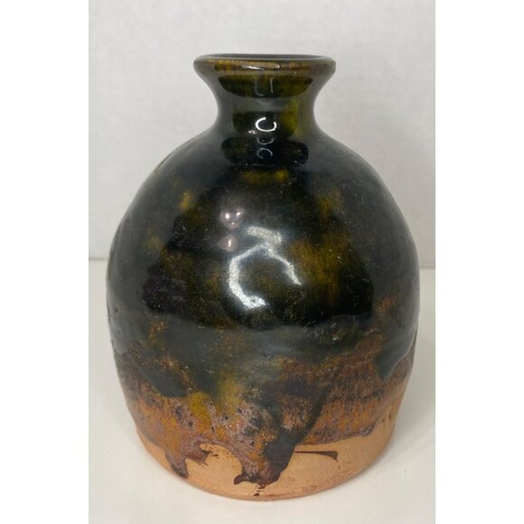 Glazed Terracotta Clay Pottery Thumb Controlled Watering Pot Brown/Green 5" Uniq - Picture 3 of 5